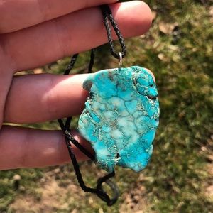Unique blue rock necklace